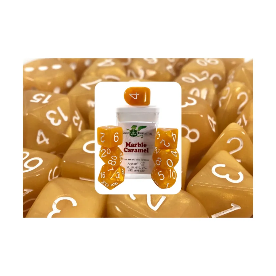 

Poly Set Marble Caramel с белым и Arch'd4 (7), Game Dice - Marble (Role 4 Initiative)