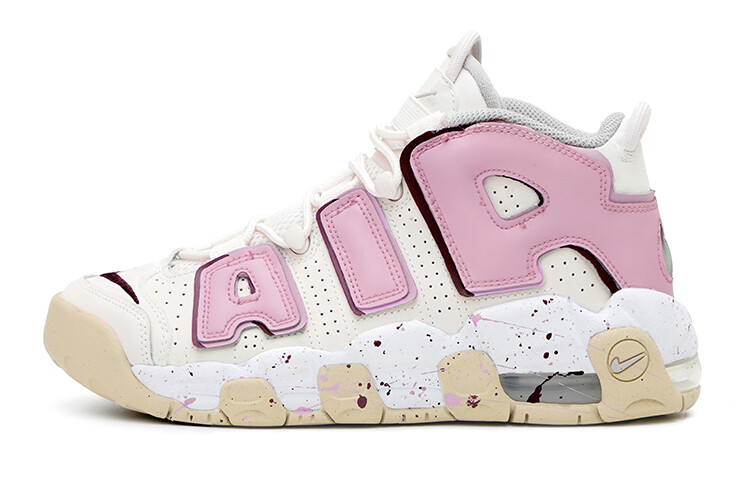 

Кроссовки Nike Air More Uptempo Vintage Basketball Shoes Women's Mid-Top White/beige/pink/red