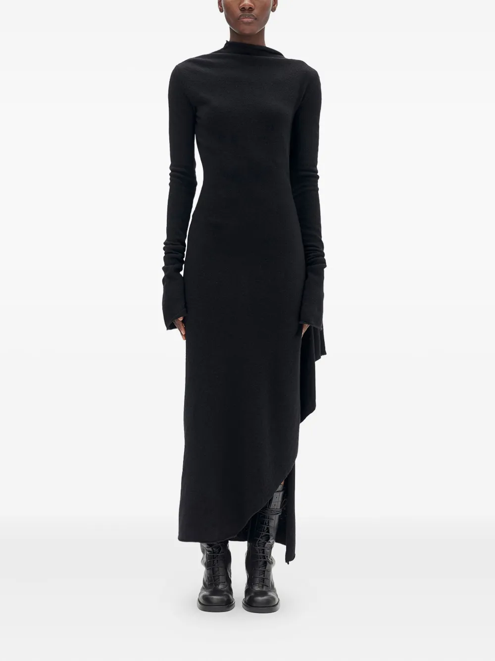 

Шерстяное платье с высоким воротником Ann Demeulemeester, черный