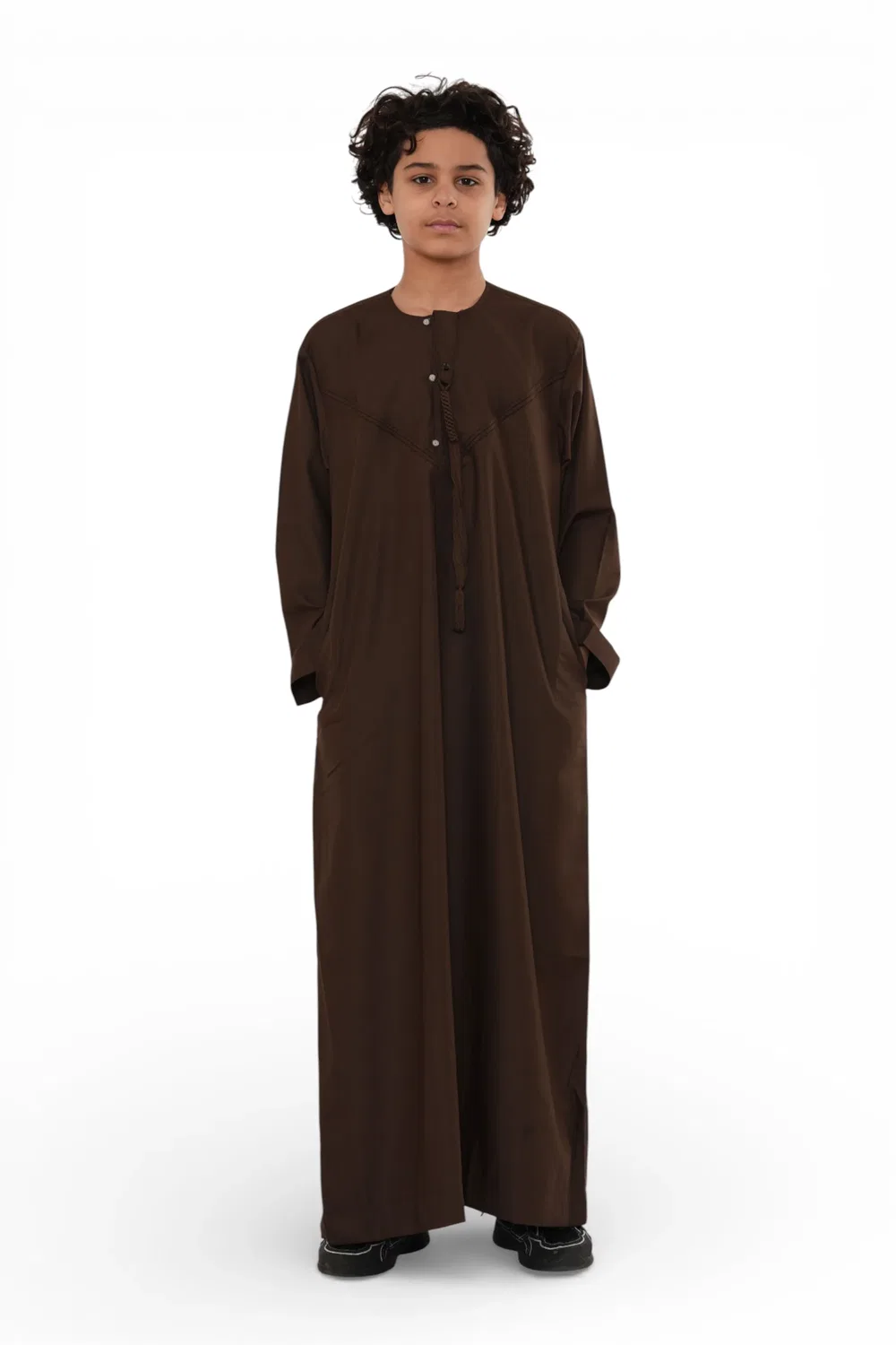 Arabic Thobes Коричневый марокканский халат Джубба для мальчиков для мальчиков Джеллаба Рамадан Ид Тобе - K-HM11
