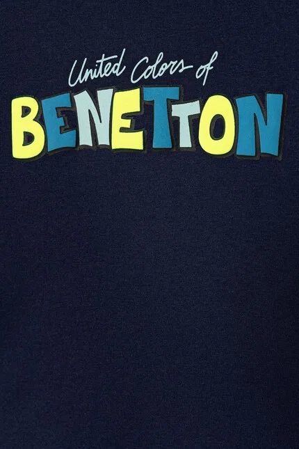 Футболка хлопковая United Colors of Benetton, синий — фото 3