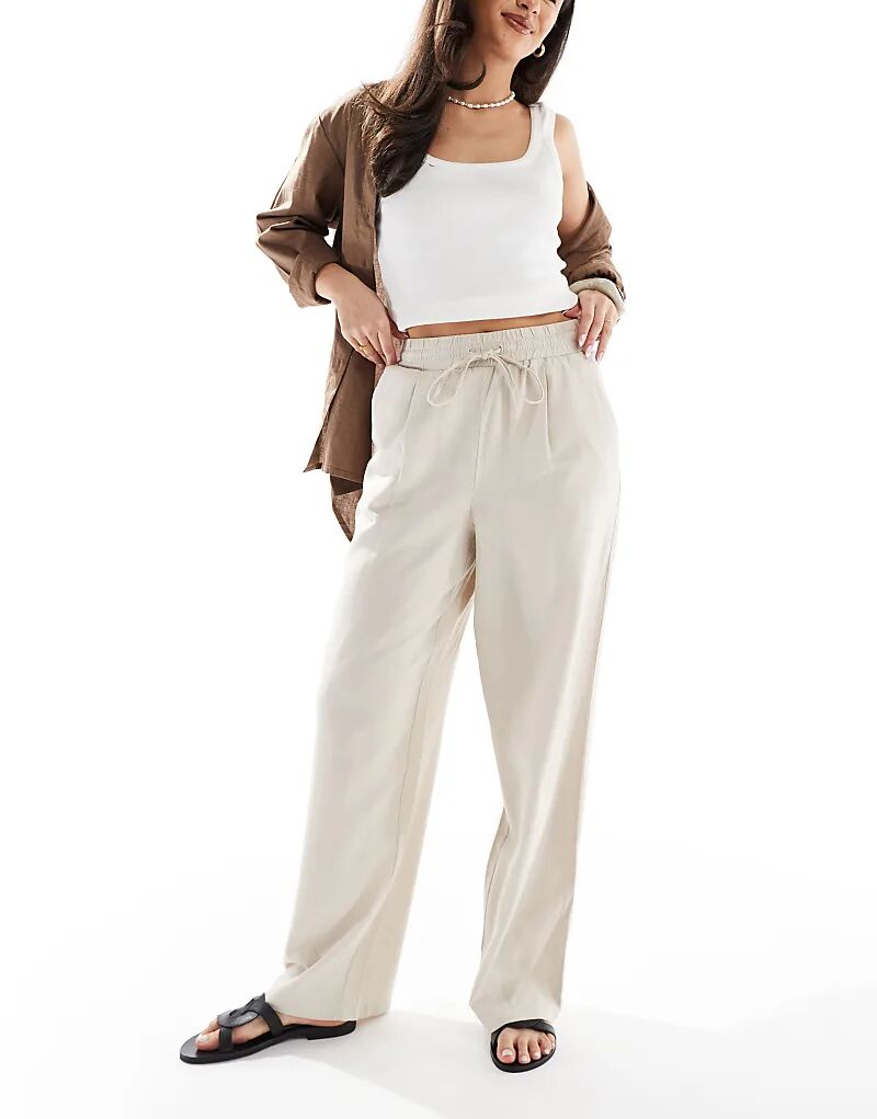 

Брюки Vero Moda из льняной смеси с завязкой на талии, цвет: бежевый
