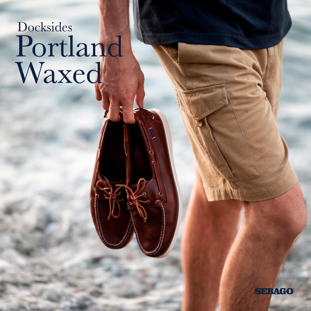 Мокасины Sebago Portland с вощеной обработкой - ручная работа, кожаные мокасины с вощеной отделкой, подкладкой из кожи и резиновой подошвой, не оставляющей следов и противоскользящей, коричневый — фото 2