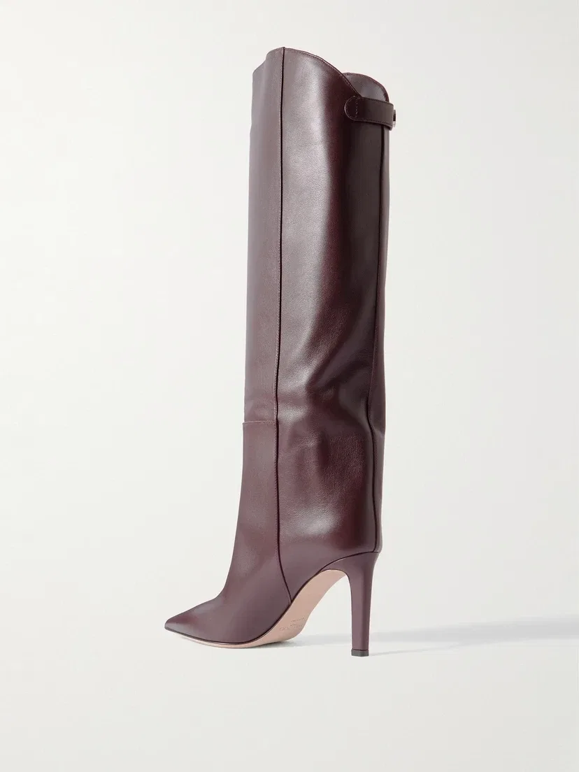 Кожаные сапоги Alizze 85 до колена JIMMY CHOO, бордовый — фото 3