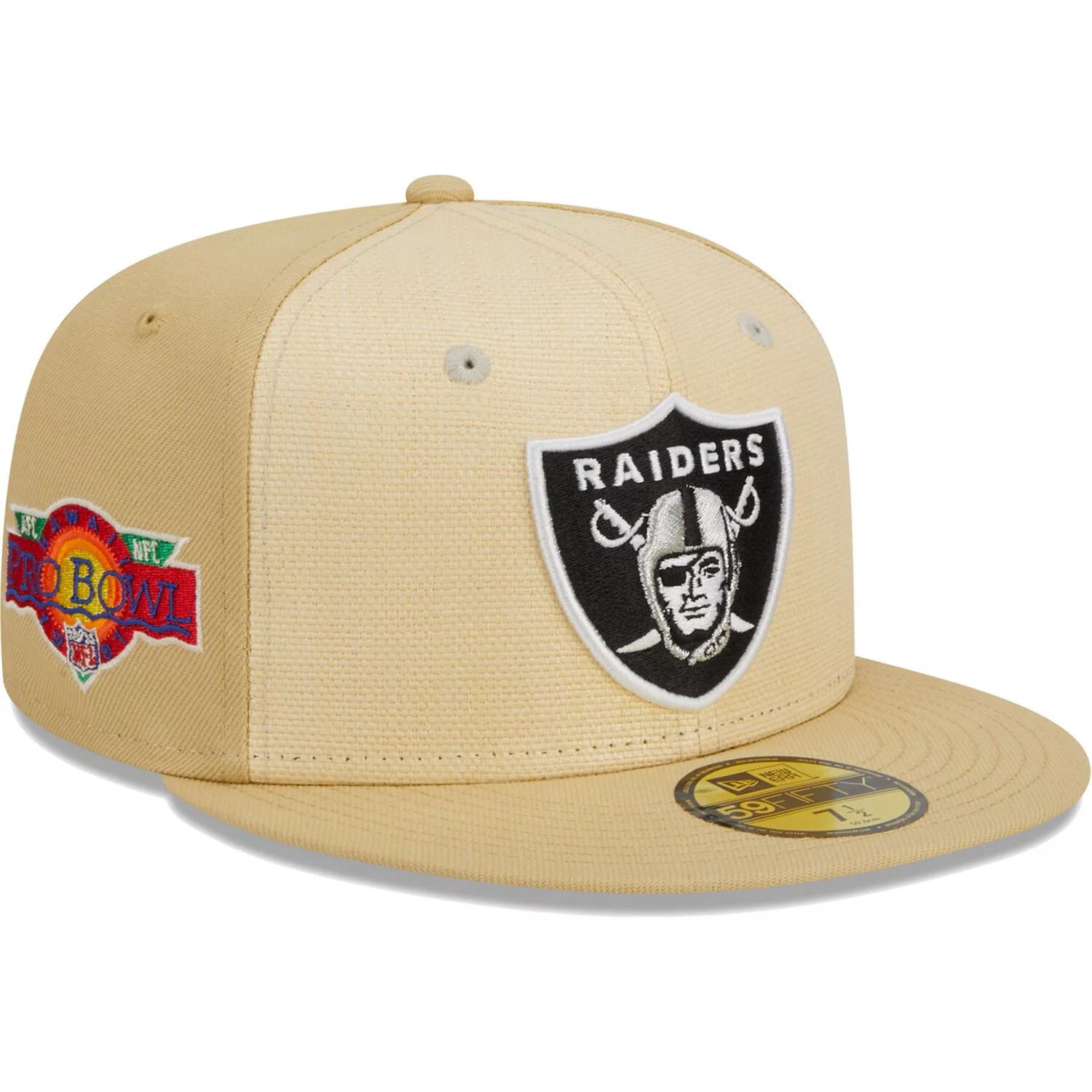 

Мужская облегающая шляпа New Era Khaki Las Vegas Raiders из рафии спереди 59FIFTY