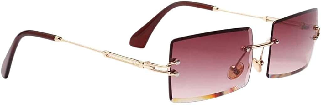 

Винтажные прямоугольные солнцезащитные очки, солнцезащитные очки без оправы, прямоугольные солнцезащитные очки без оправы, прямоугольные летние солнцезащитные очки Inzopo, Purple