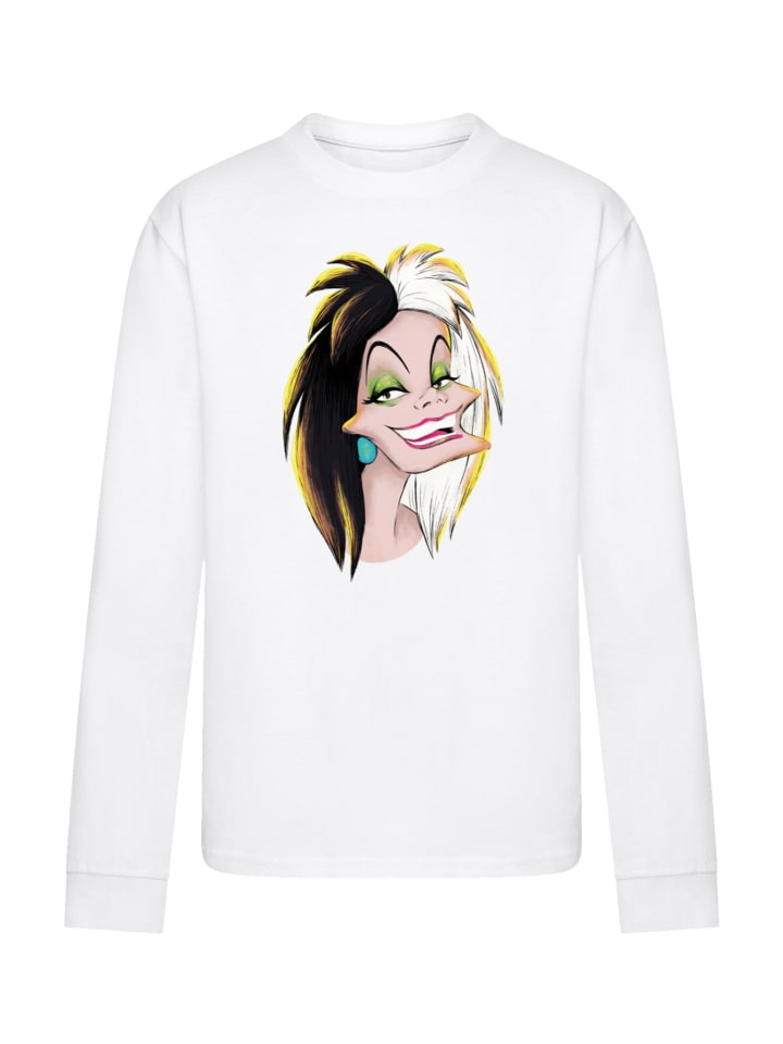 

Футболка F4NT4STIC Langarm T-Shirt Disney Bösewichte Cruella Big Face, белый