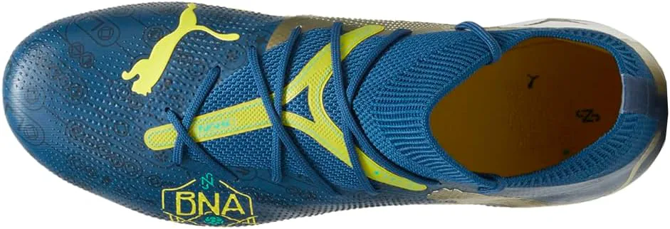 Футбольные бутсы Puma Future 7 для мужчин, для игр на твердом/искусственном газоне, синий/желтый/зеленый/золотой — фото 3