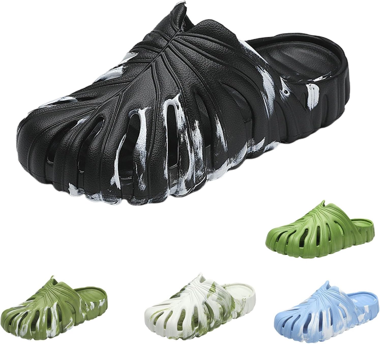 

Тапочки «Монстера» для женщин и мужчин, тапочки с толстой подошвой и мягкой подушкой, нескользящие, быстросохнущие, из ЭВА, для пляжа и душа Imtosec, черный