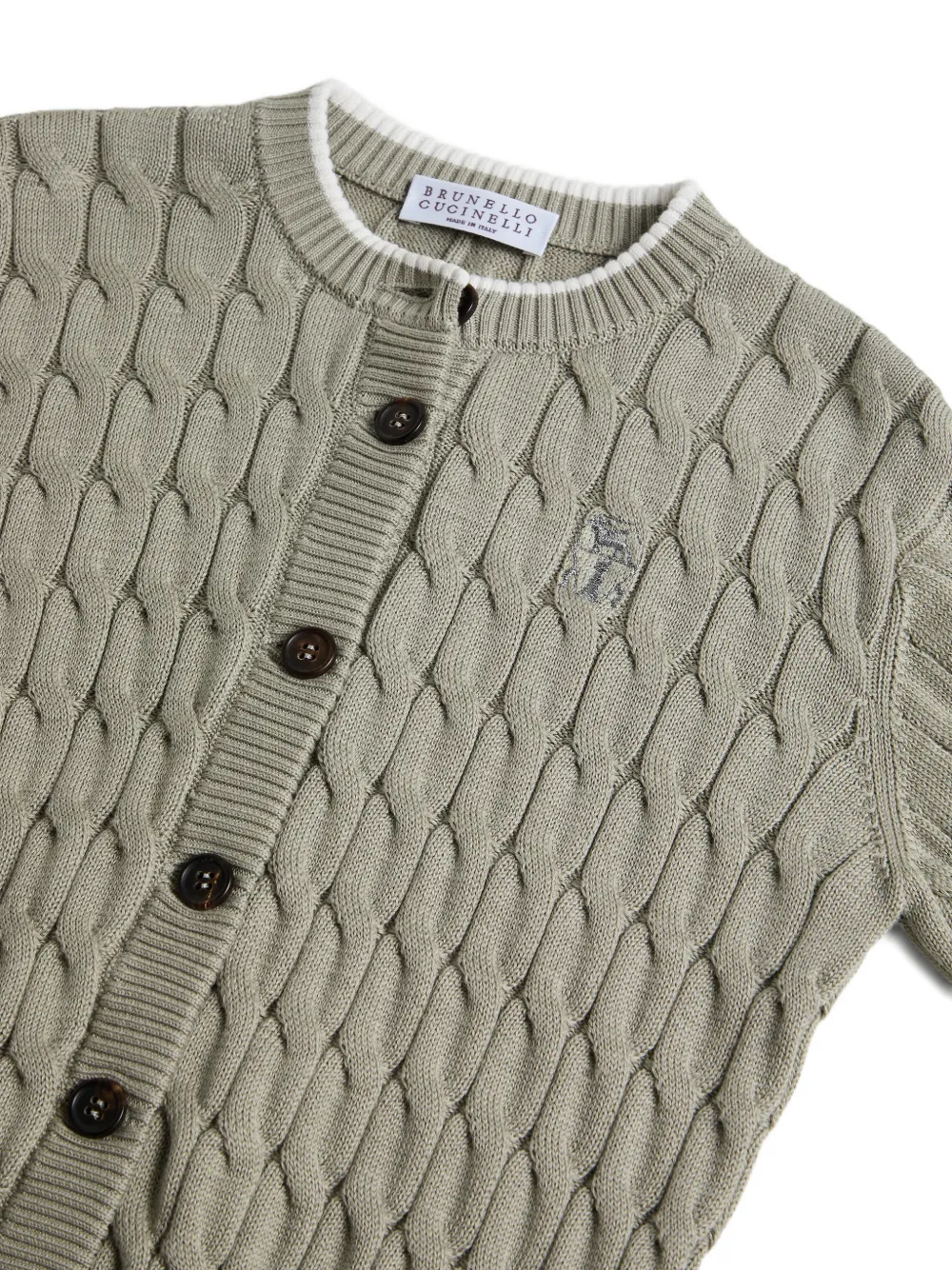 Кардиган фактурной вязки Brunello Cucinelli Kids, зеленый — фото 3