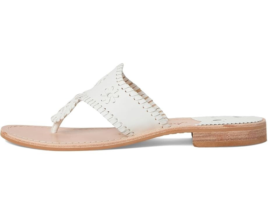Jack Rogers Jacks Sandals Womens 6 White Leather Slip On Round Toe Thong ZOGG207 — фото 3