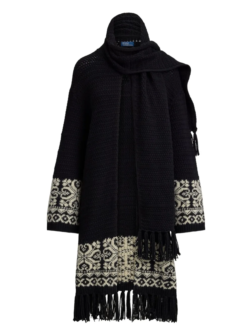 

Кардиган с бахромой и узором Polo Ralph Lauren, черный