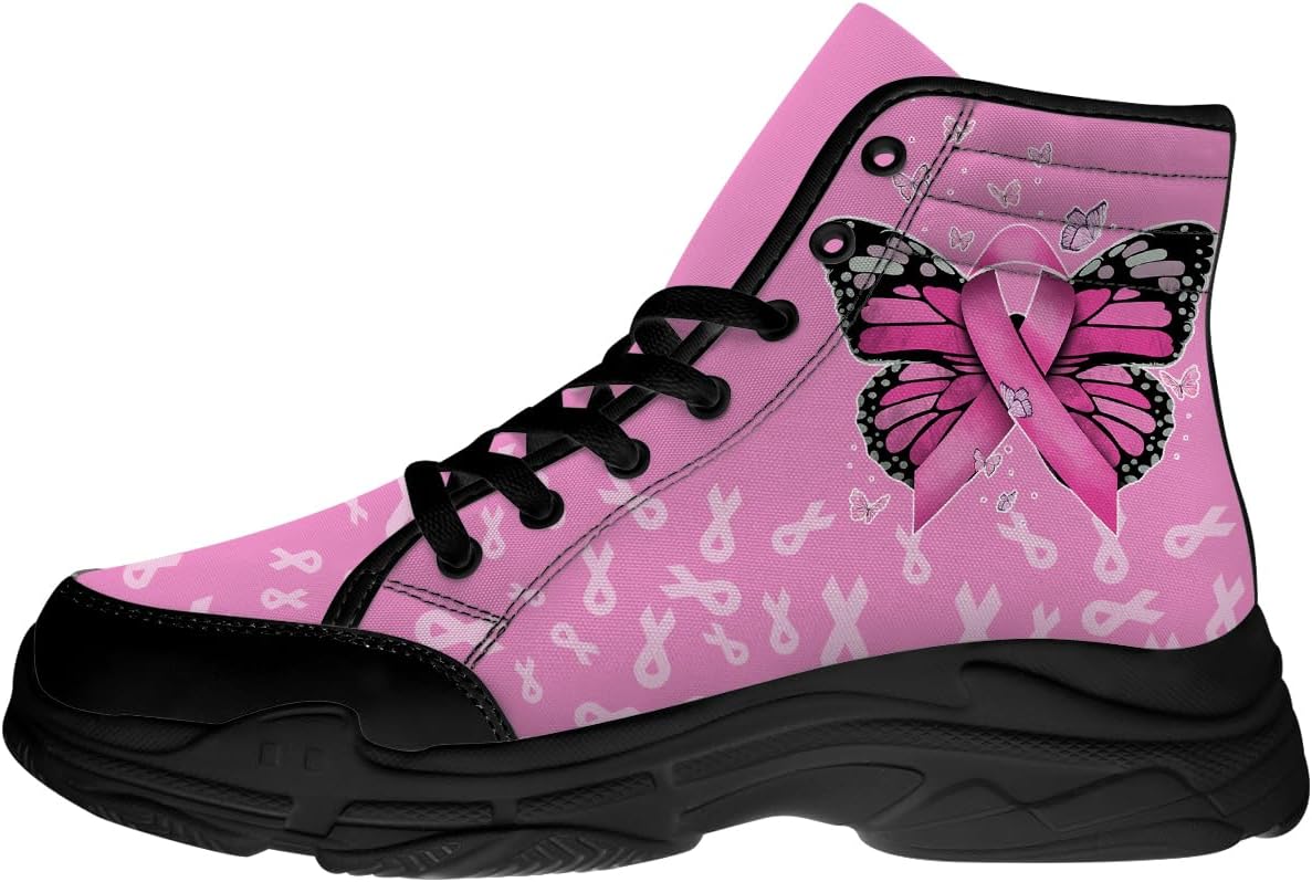 

Женские высокие кеды с тематикой рака груди, розовые текстильные платформенные туфли на шнуровке, подарок для нее и для него Generic