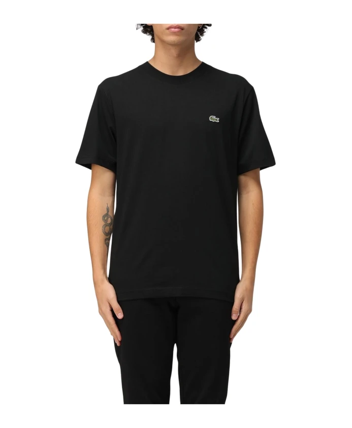

Хлопковая футболка с круглым вырезом Lacoste, черный