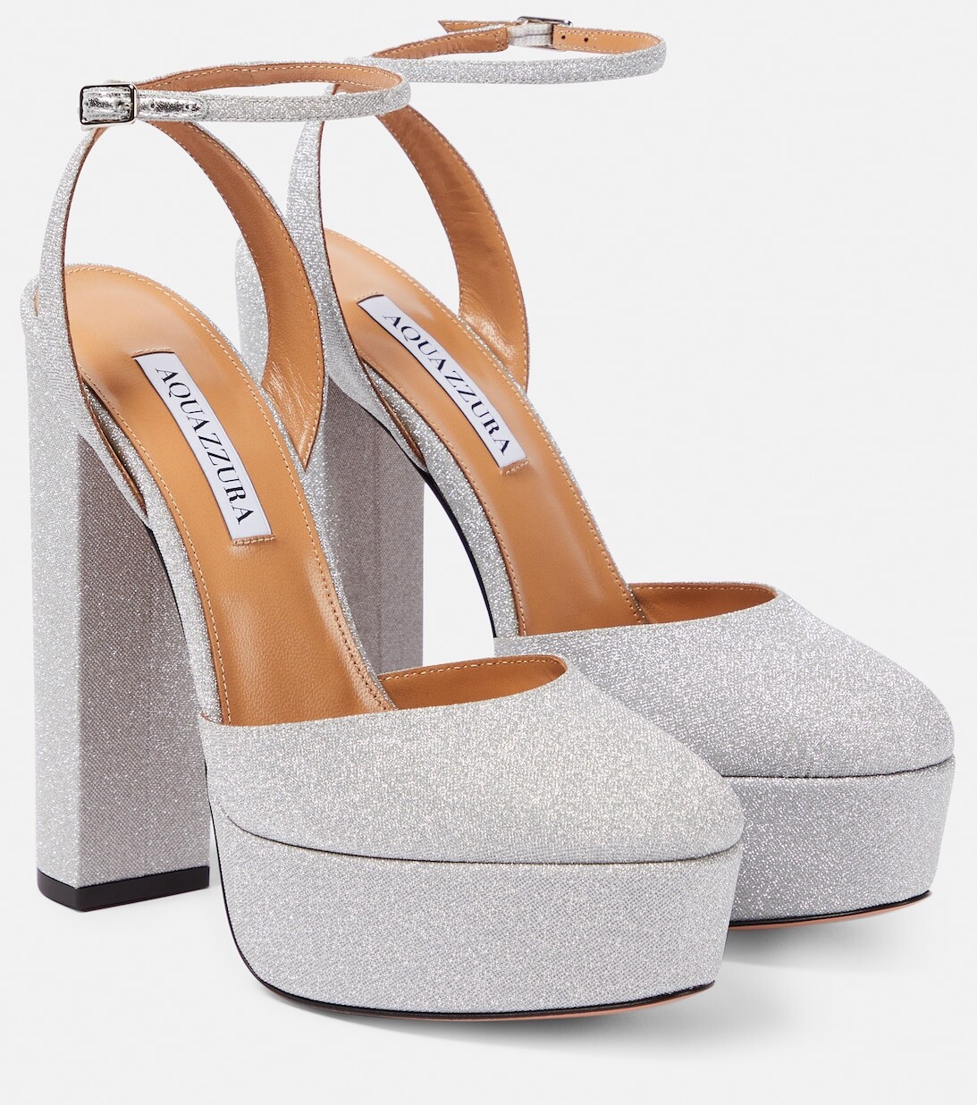 Туфли-лодочки So High на платформе с блестками Aquazzura, серебряный