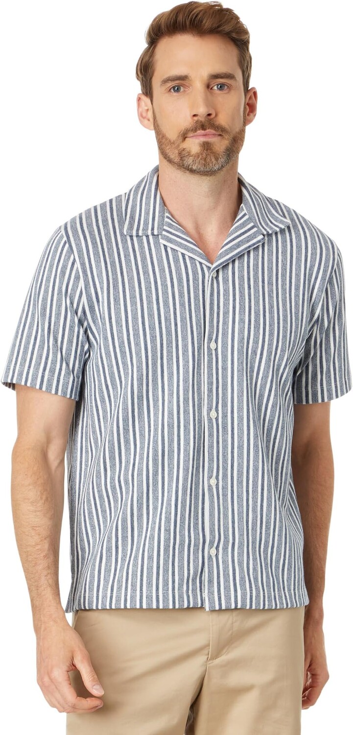 

Рубашка на пуговицах с короткими рукавами в полоску Cabana Vince, цвет Washed Twilight Blue