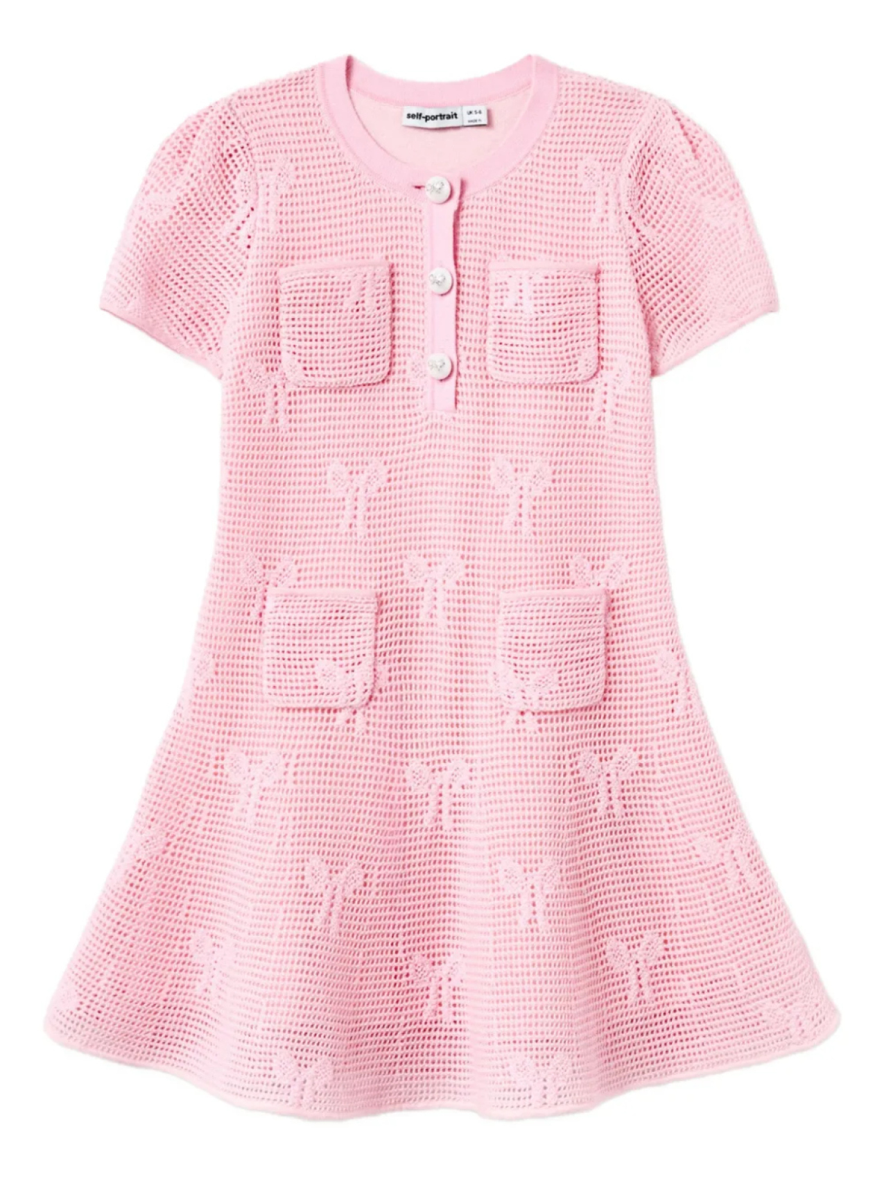

Трикотажное платье с карманами Self-Portrait Kids, розовый