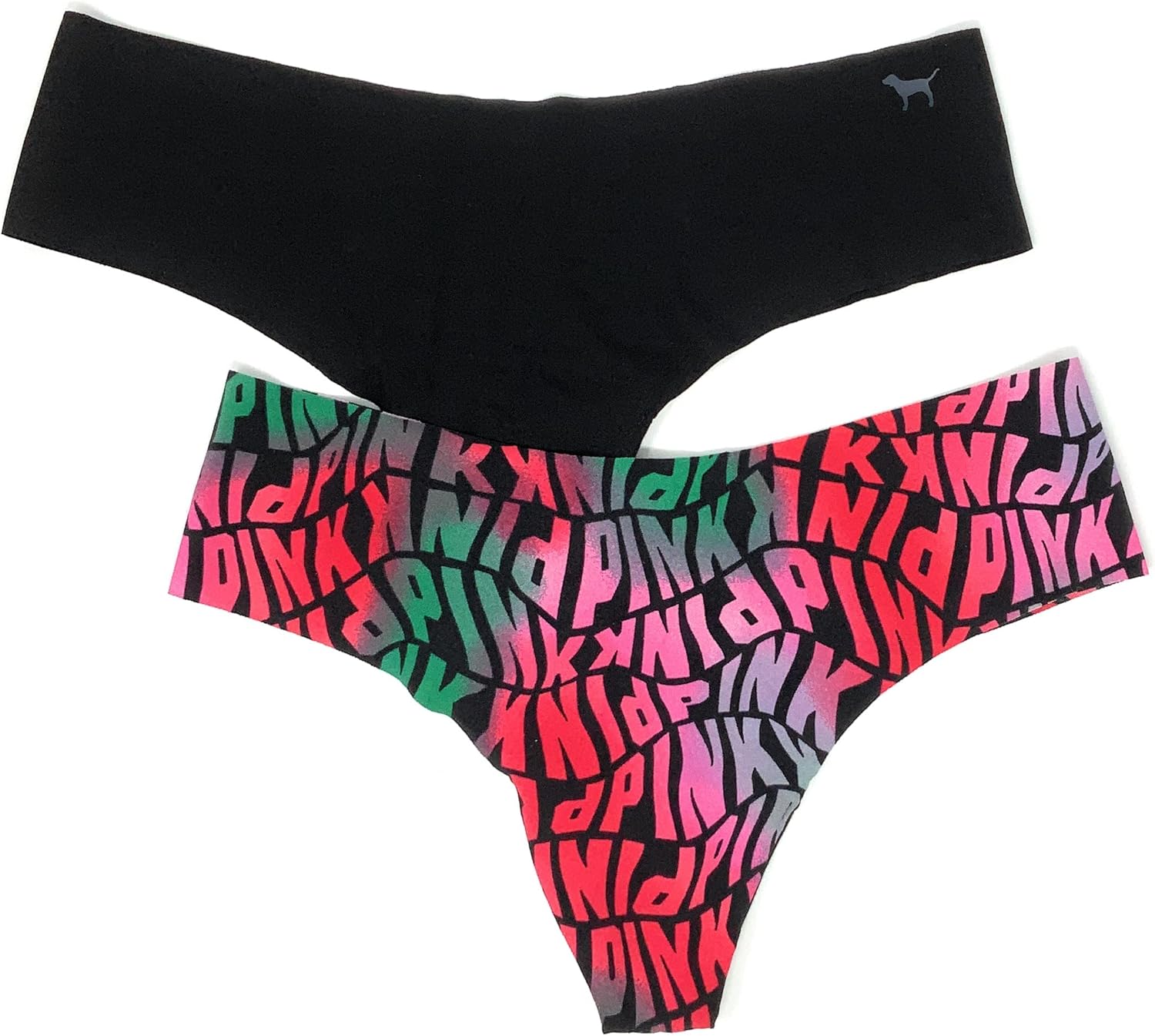 

Трусики-стринги Victoria's Secret Pink, комплект из 2 пар, Black/Ombre Wave Logos