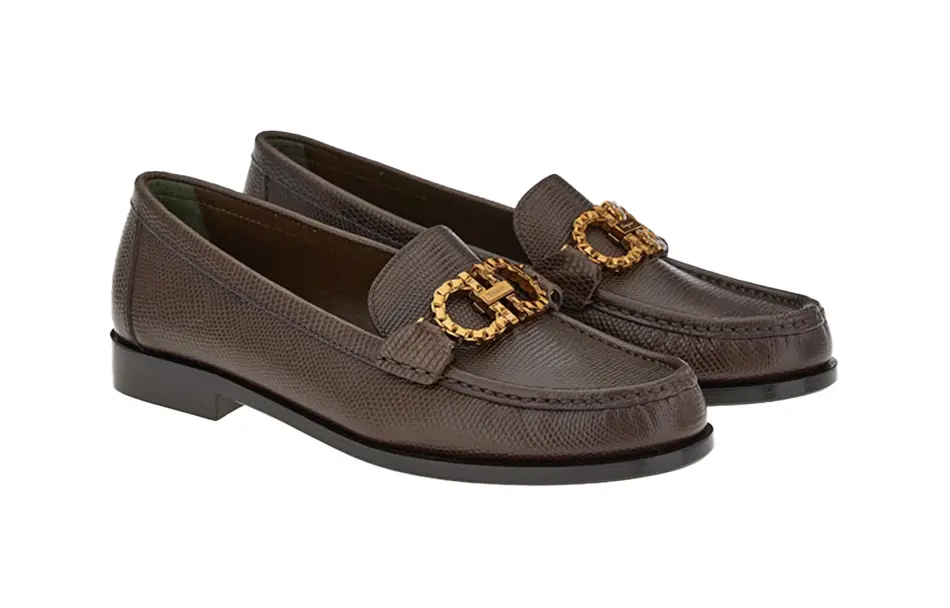 Туфли женские Ferragamo Gancini, темно-коричневй / зеленый — фото 3