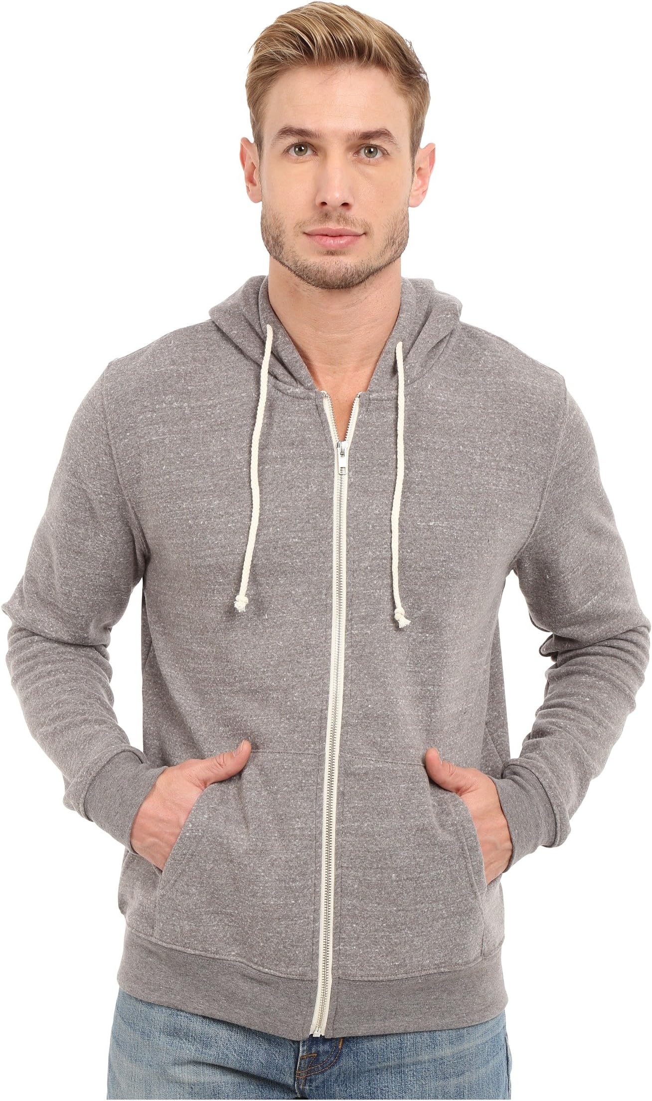 

Толстовка Threads 4 Thought Triblend Zip Front Hoodie, цвет Heather Grey