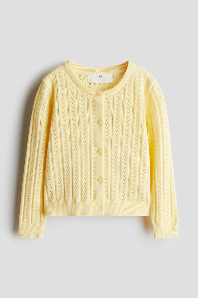 

Хлопковый кардиган ажурной вязки H&M, желтый