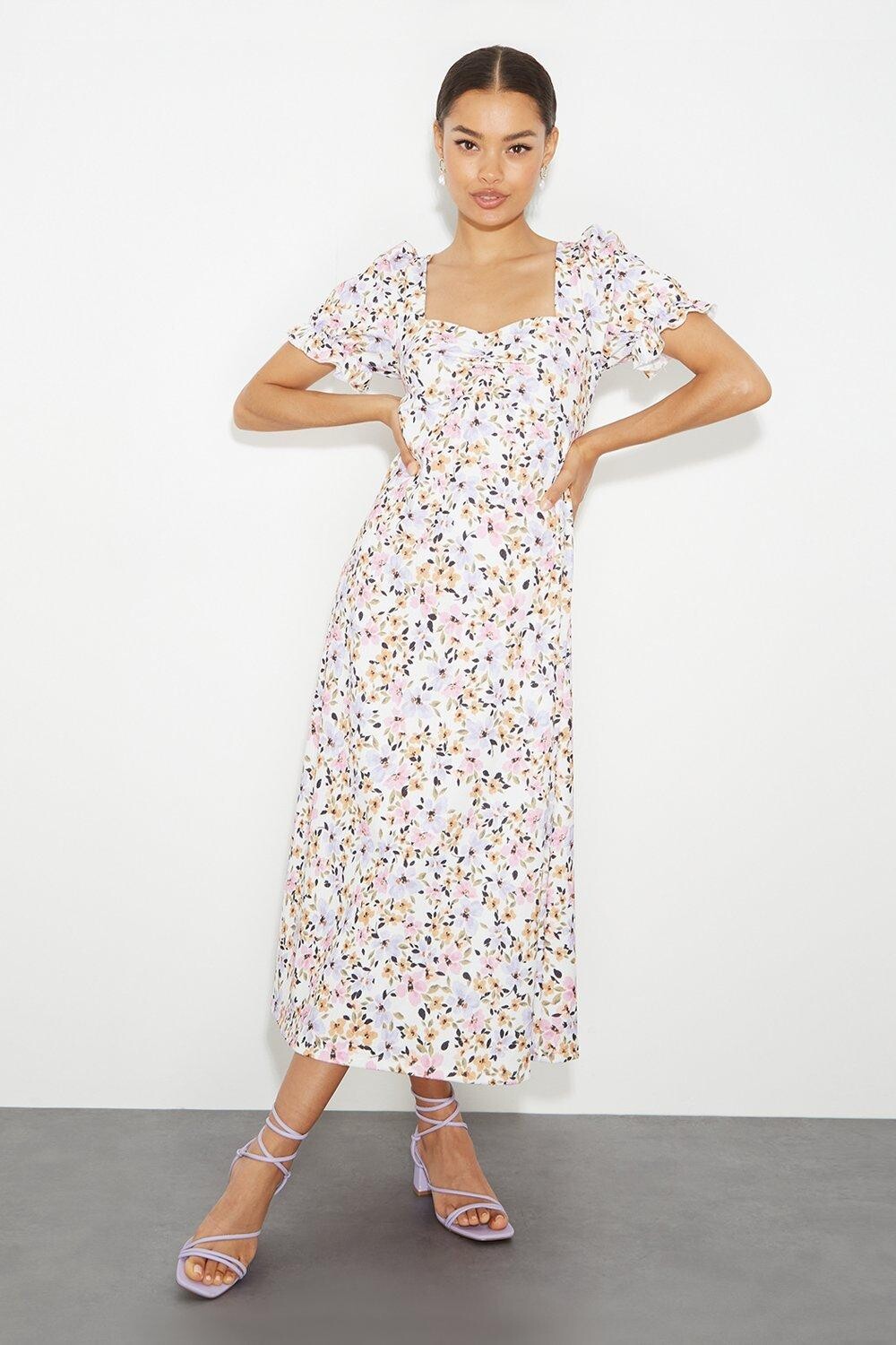 

Пышное платье миди Petite с цветочным принтом Sweetheart Dorothy Perkins, мультиколор