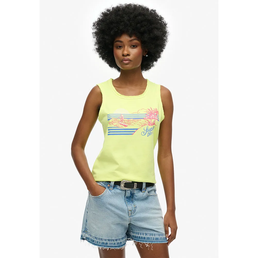 

Футболка без рукавов Superdry Outdoor Stripe Scoop, желтый