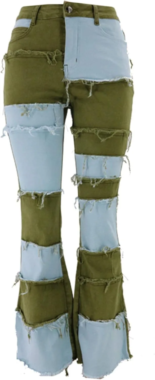 

Женские джинсы с высокой талией в стиле хиппи, рваные и расклешенные Sexyshine