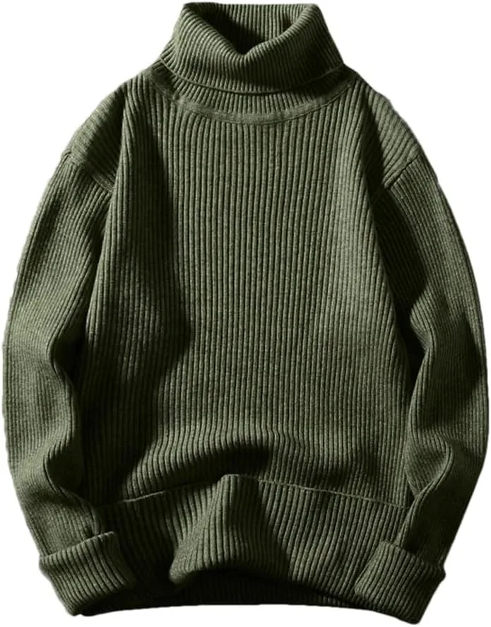 

Мужской однотонный вязаный свитер с высоким воротником