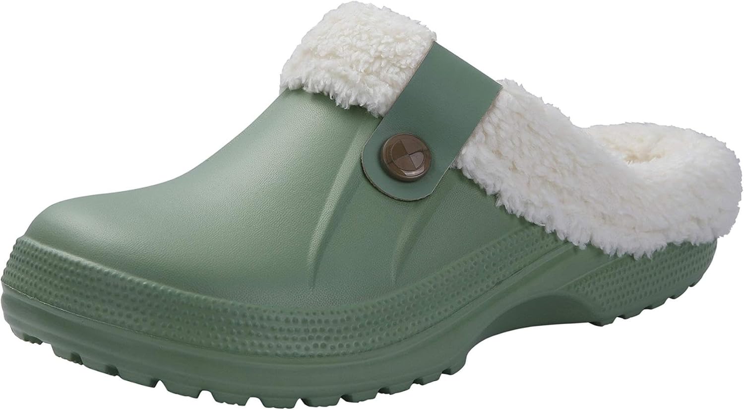 

Унисекс зимние сабо с меховой подкладкой, обувь с амортизирующей флисовой стелькой, домашние и пушистые тапочки, удобные сабо с эффектом памяти, мягкая подкладка, садовые водонепроницаемые мюли Niddislip, зеленый