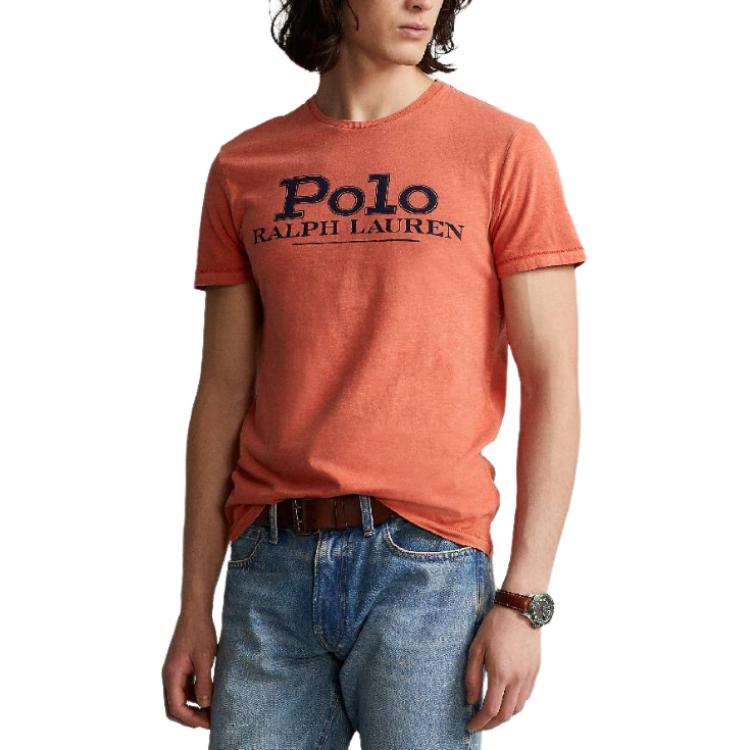 Футболка поло мужская оранжевая Polo Ralph Lauren — фото 3