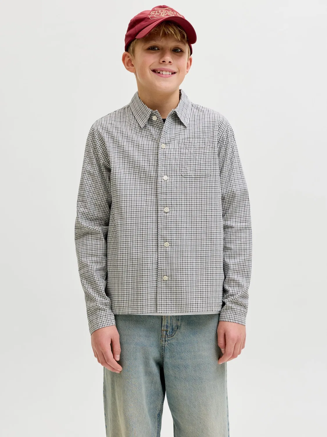 Рубашка свободного кроя JACK & JONES Junior, odyssey gray — фото 2