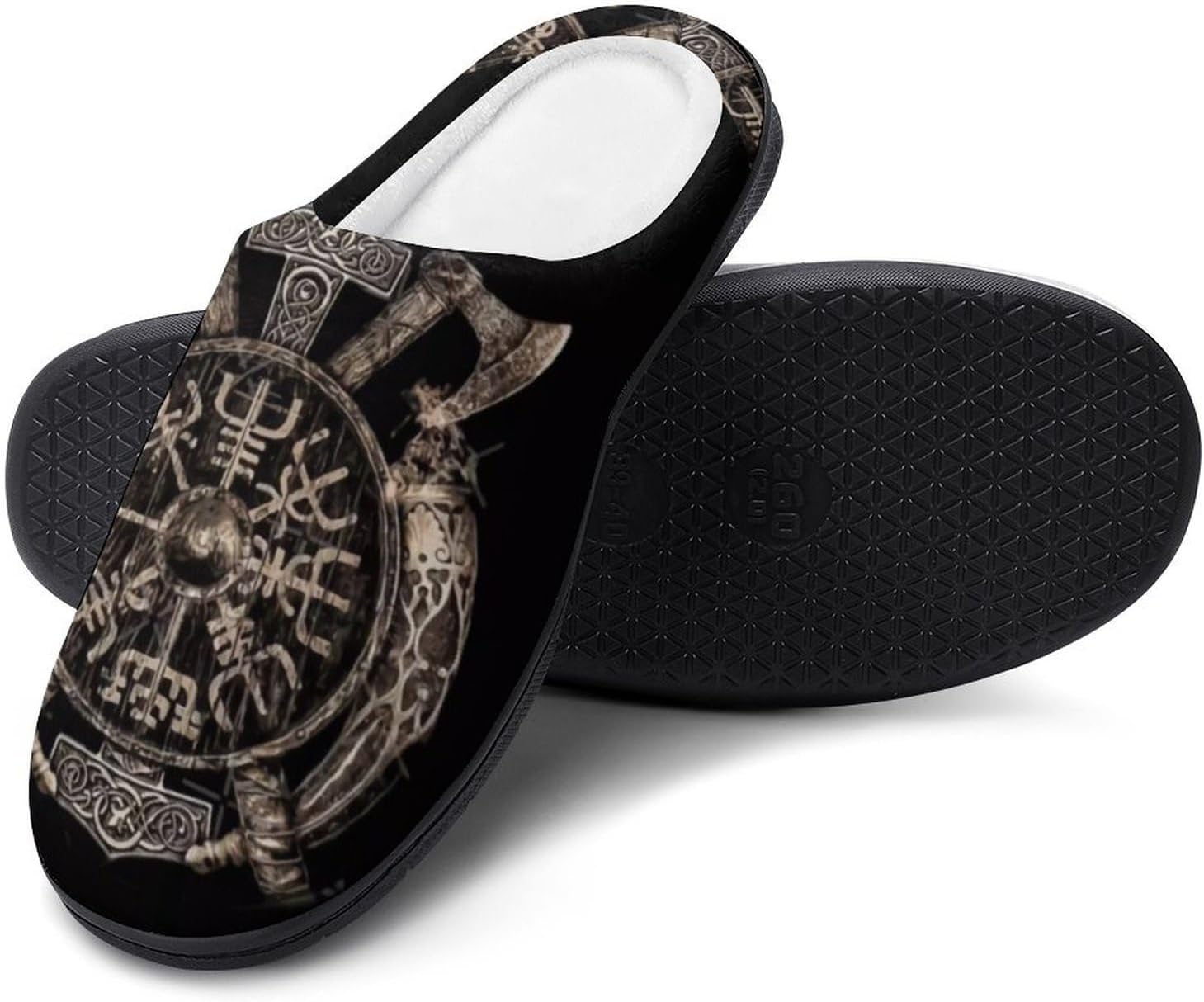 

Мужские удобные и мягкие зимние викингские домашние тапочки, теплые пушистые хлопковые тапочки для спальни и гостиной, легкая резиновая подошва Yxhzyhy, Compass