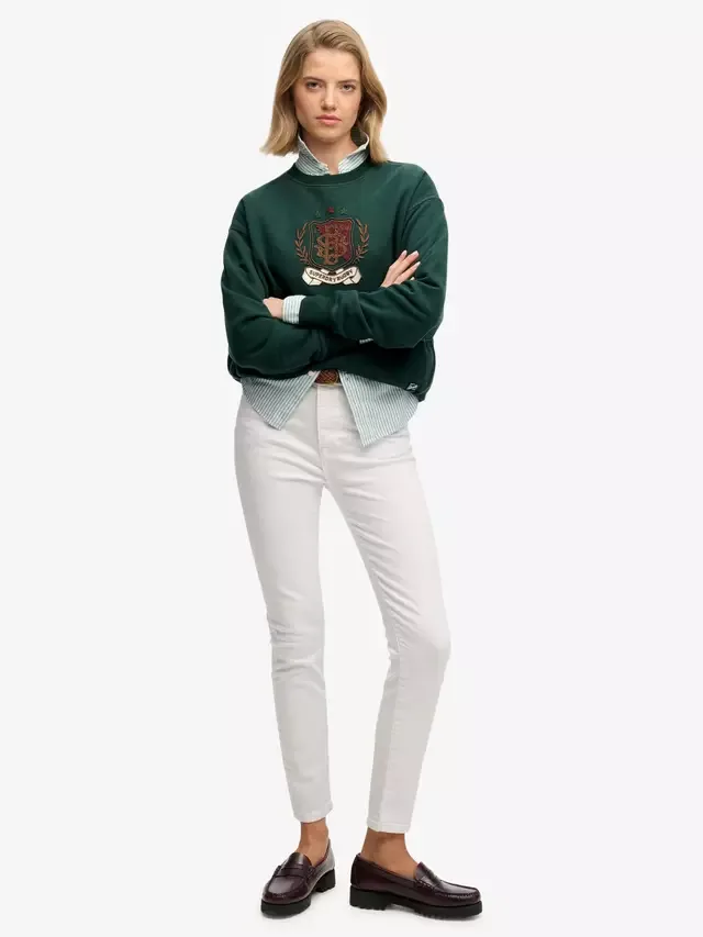 Толстовка Crest Loose Crew Superdry, Dark Pine Green — фото 3
