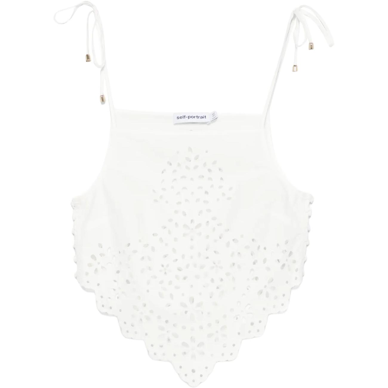 

Асимметричный топ с вышивкой Self portrait Self-portrait, белый