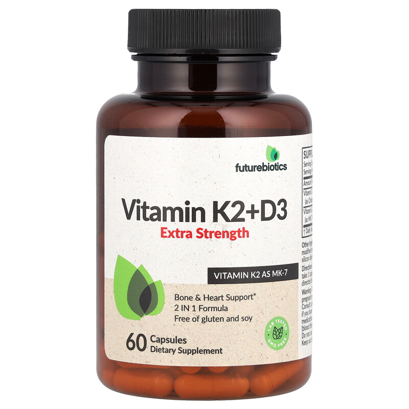 

Futurebiotics, Витамин K2 + D3, повышенная сила действия, 60 капсул