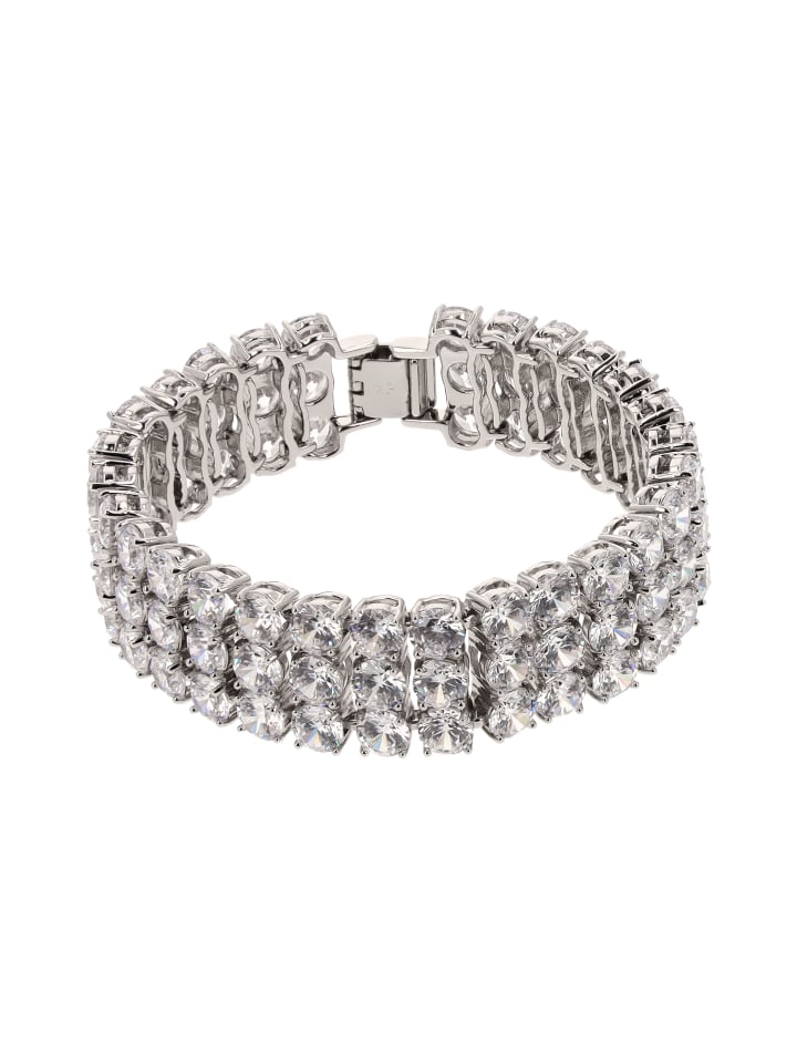 

Faina Женский браслет с кристаллами, серебристо-белый