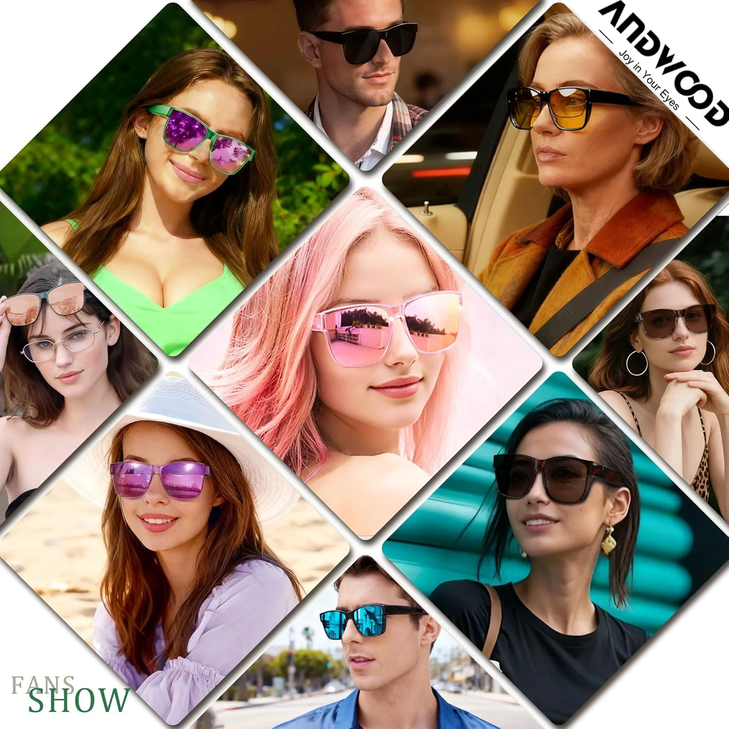 

Солнцезащитные очки ANDWOOD Fit Over Glasses с поляризацией, большие квадратные, для женщин и мужчин, с защитой UV400, (3pack) Black + Gray Leopard + Amber Tortoise
