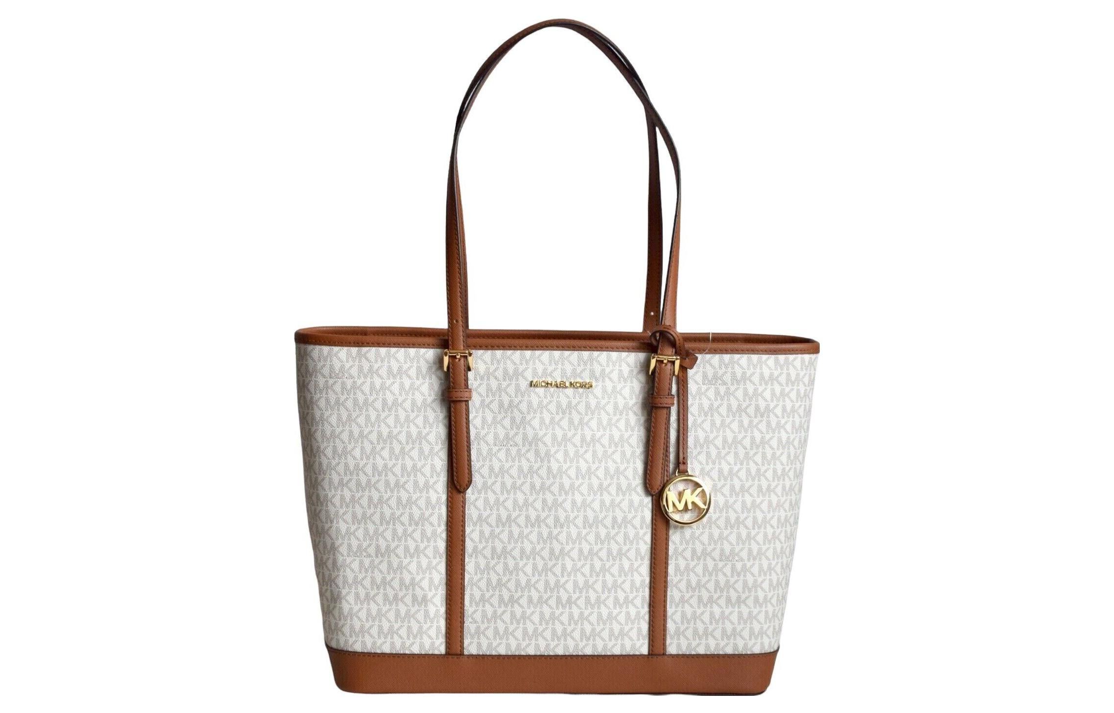 

Сумка-шоппер Jet Set Travel из кожи, большая женская сумка через плечо, цвет ванильный белый MICHAEL KORS