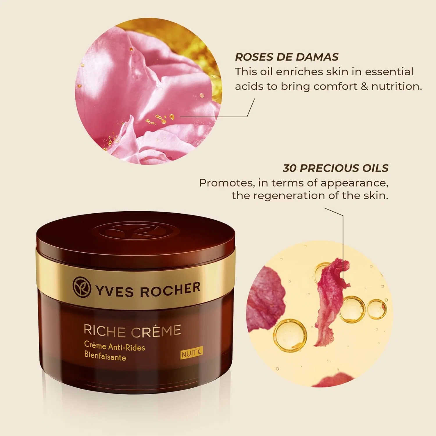 Крем для лица Yves Rocher — Ночной против морщин с драгоценными маслами, 50 мл — фото 3
