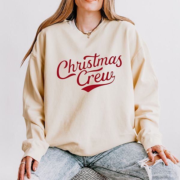 

Рождественский свитшот с надписью Christmas crew cursive - женская легкая модель garment dyed Simply Sage Market, Ivory, Зеленый, Рождественский свитшот с надписью Christmas crew cursive - женская легкая модель garment dyed Simply Sage Market, Ivory