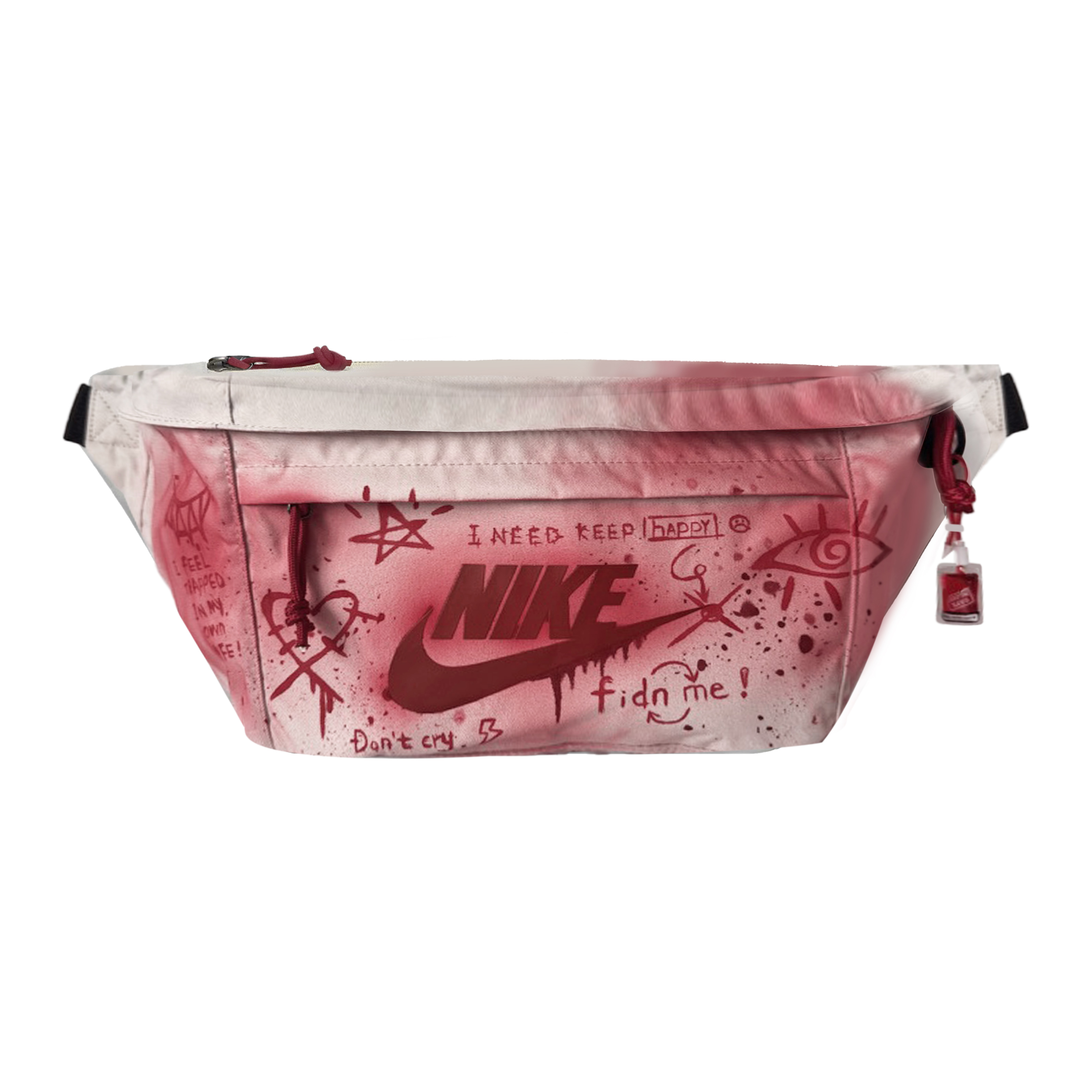 

Nike Одноплечевая сумка через плечо из ткани поясная сумка унисекс черная серая, Blood Red Graffiti
