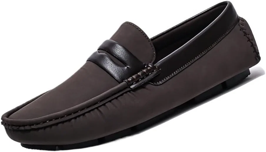 Мужские лоферы, кожаные, Slip-On Loafers, коричневый UOPYNE