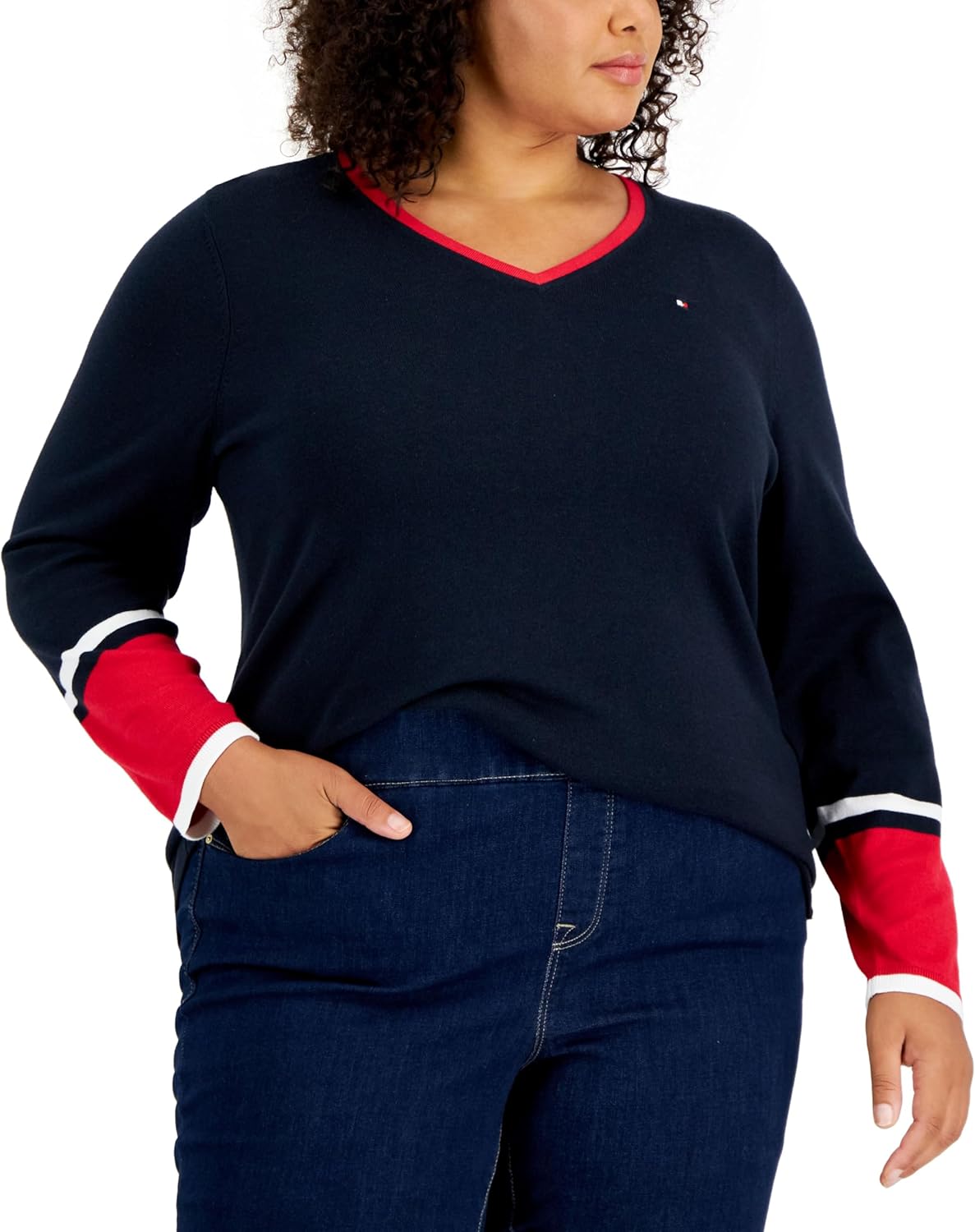 

Женский свитер Tommy Hilfiger Ivy Cotton с длинными рукавами, Sky Capt Multi