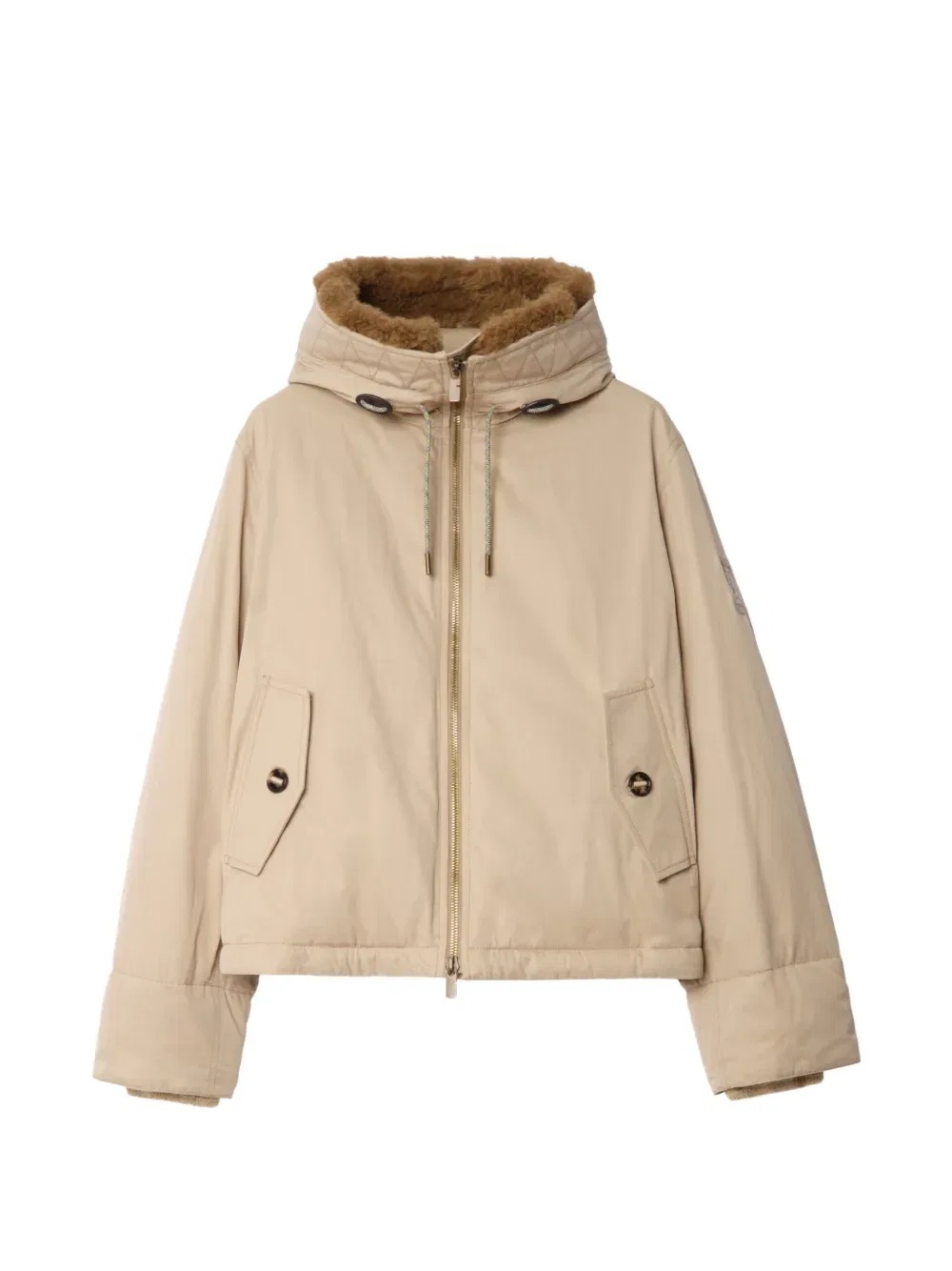 Куртка Burberry с капюшоном и отделкой из овчины, нейтральный