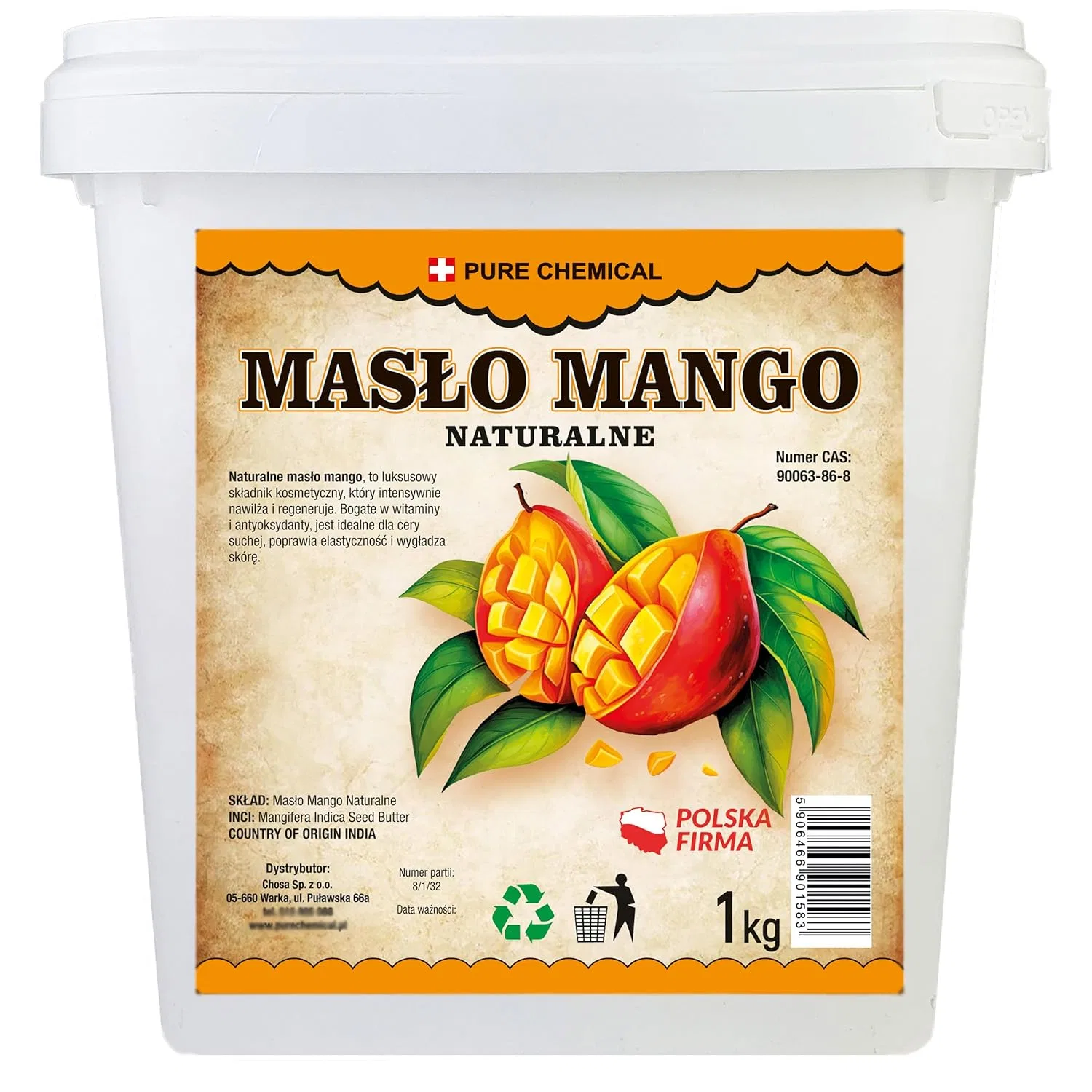 Органическое масло манго CHOSA для косметики, 1 кг Chosa