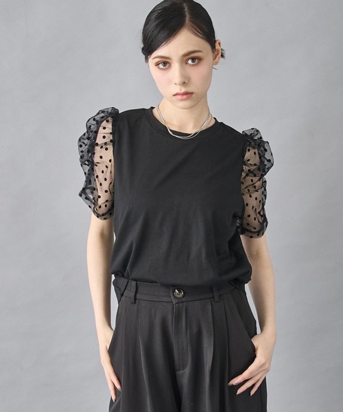 

Футболка с рукавами, прозрачная, в горошек ANAP, черный