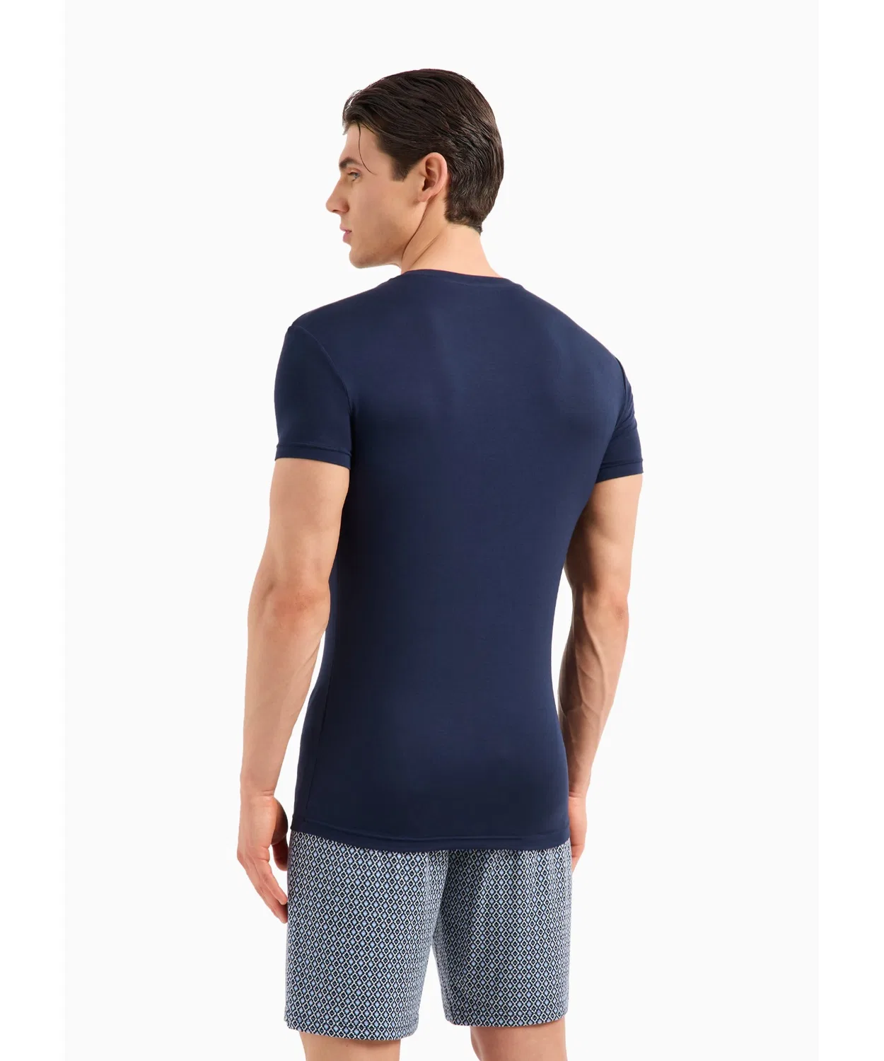 Футболка Emporio Armani ASV slim fit лонжвеар 2 шт. набор эко-вискоза темно-синий — фото 4