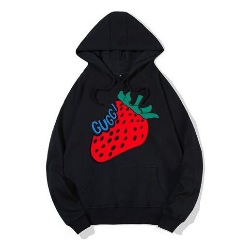 

Толстовка strawberry printed loose for men black Gucci, черный
