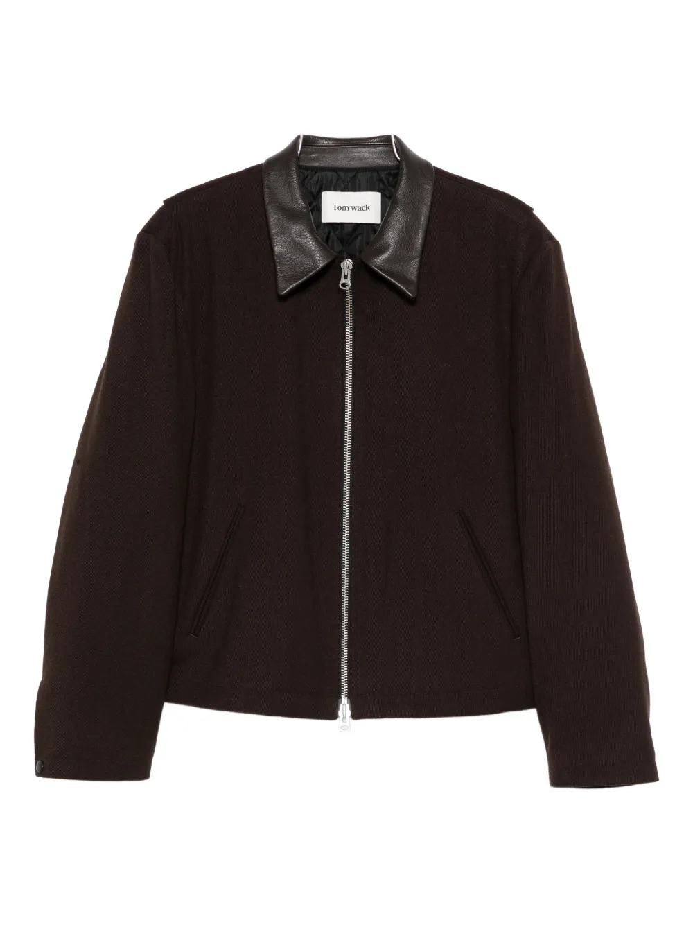 

Куртка на молнии с кожаным воротником TONYWACK, коричневый